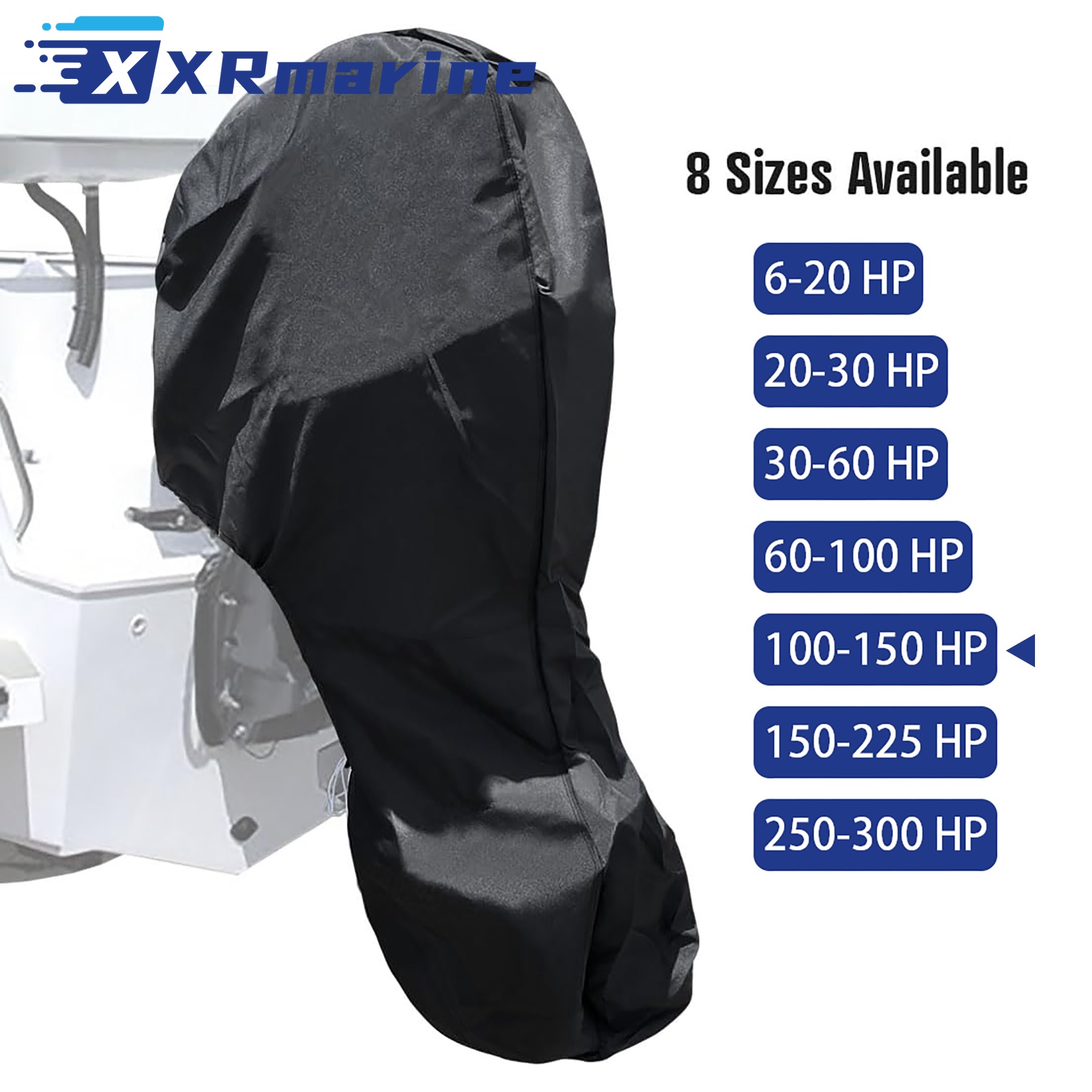 Fishing Boat Cover - Motore fuoribordo Copertura motore NERO Universale